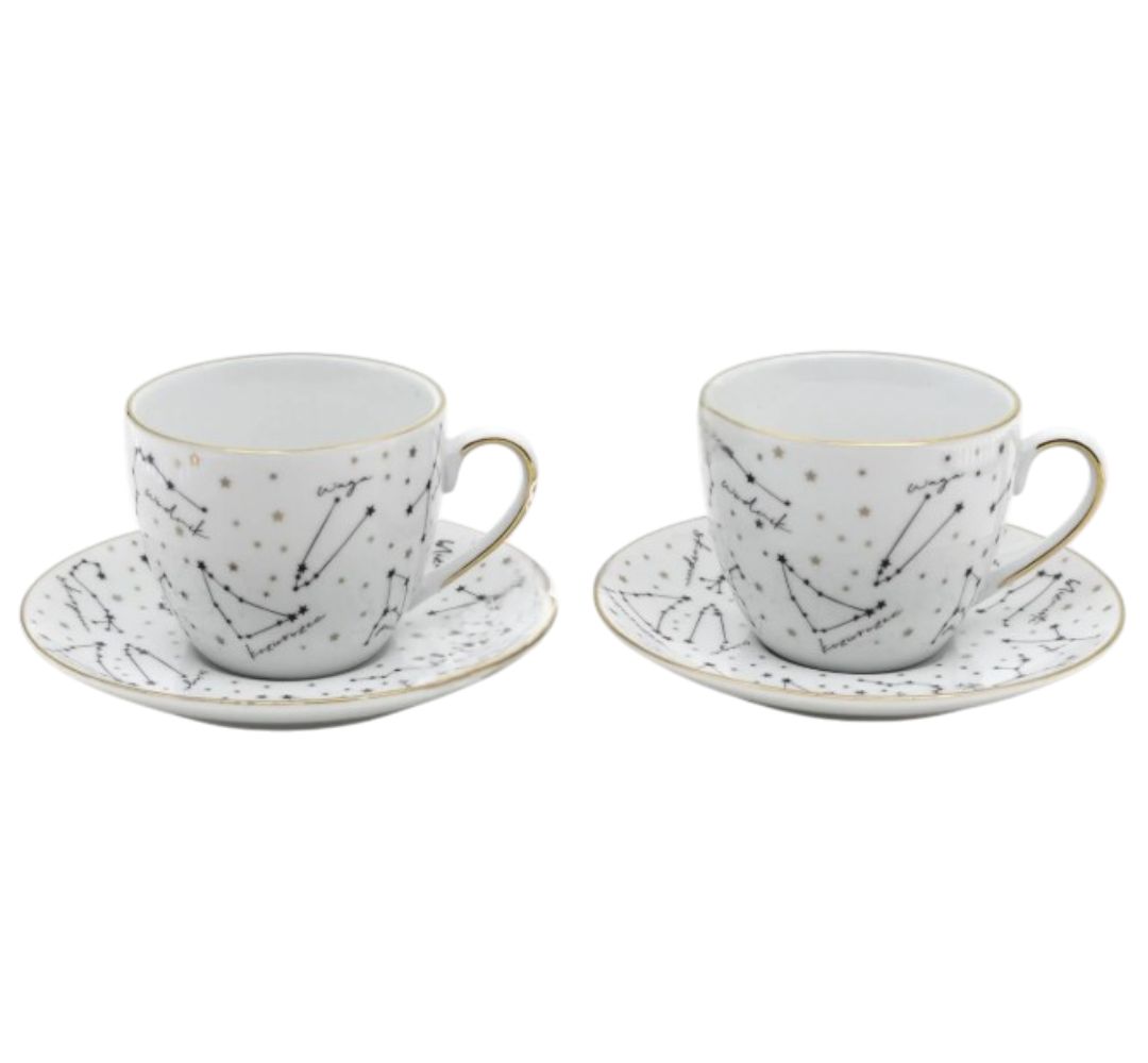 Zestaw 2 filiżanek ze spodkami 300 ml Bogucice - Zodiak White