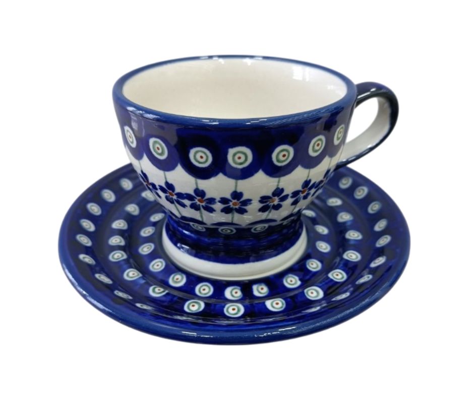 Filiżanka ze spodkiem 220 ml dek. 166a - Bolesławiec