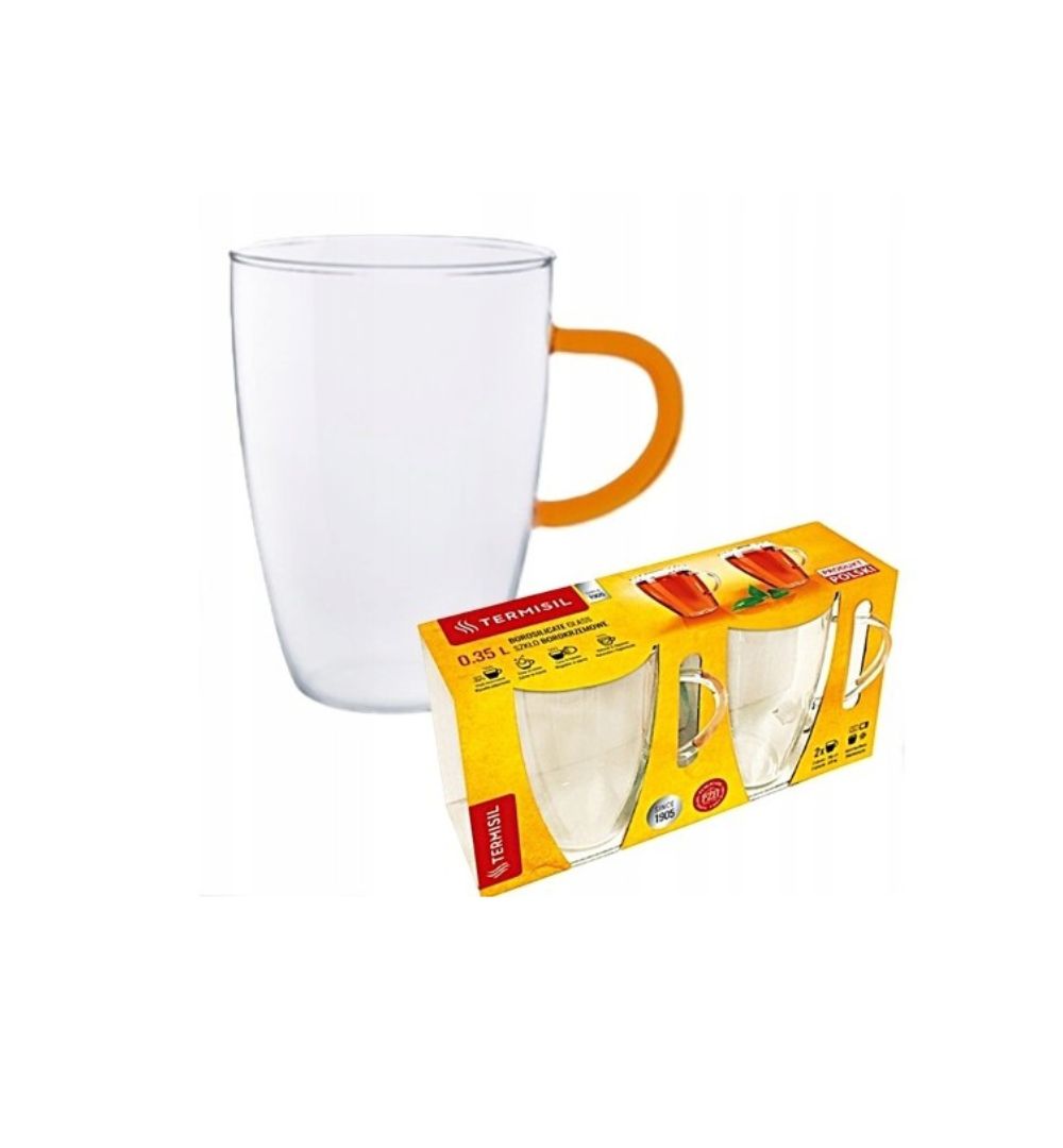 Komplet 2 szklanek żaroodpornych z kolorowym uchem 350 ml Termisil - Agata