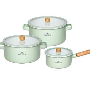 Komplet garnków 6 elementów Gerlach - Natur Enamel Zielony