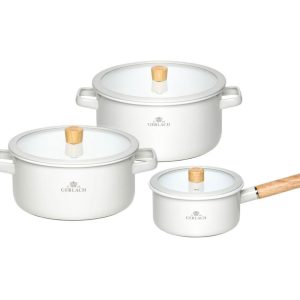 Komplet garnków 6 elementów Gerlach – Natur Enamel Biały