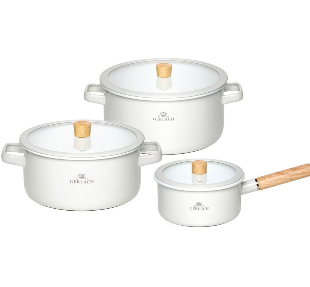 Komplet garnków 6 elementów Gerlach – Natur Enamel Biały