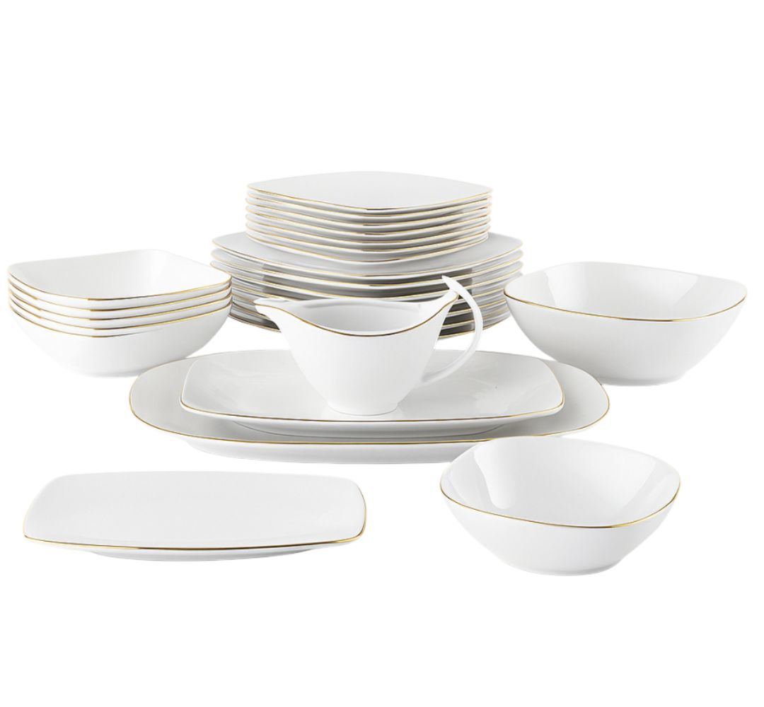 Serwis obiadowy na 12 osób (44 el.) Chodzież - Akcent Złoto