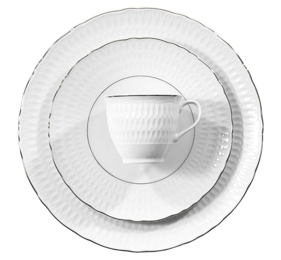Komplet 6 filiżanek ze spodkami i talerzykami Ćmielów - Sofia Platynowa