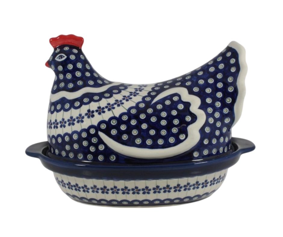 Figura kokoszka 25 cm dek. 166a - Bolesławiec