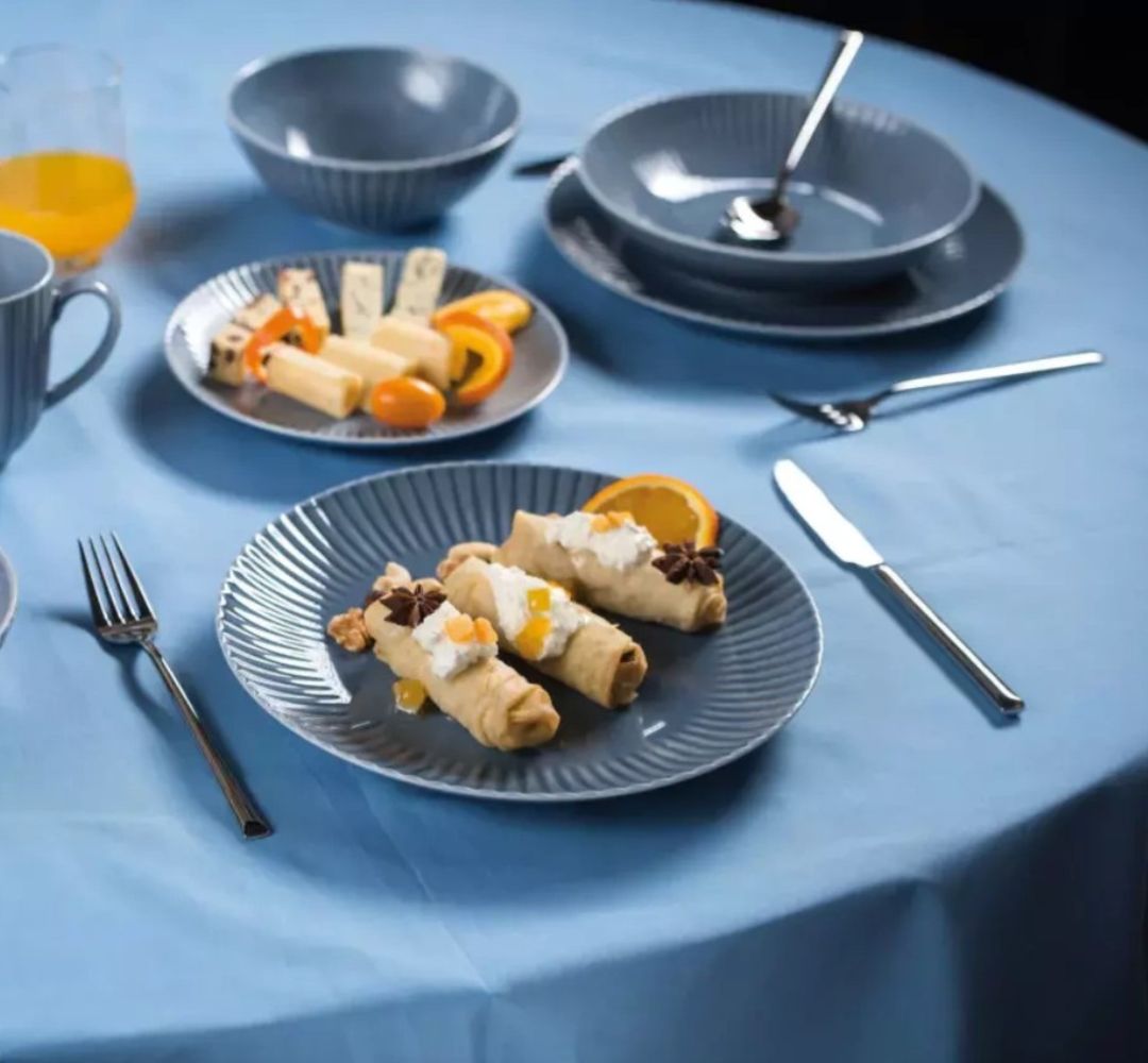 Komplet talerzy na 6 osób (18 el.) Lubiana - Daisy Szaroniebieski