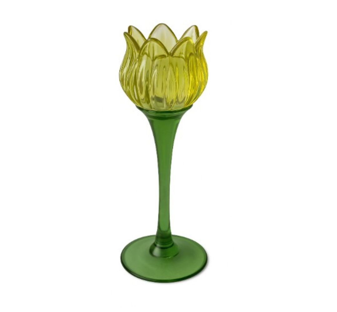 Kielich szklany zielono-żółty duży 22 cm - Ewax