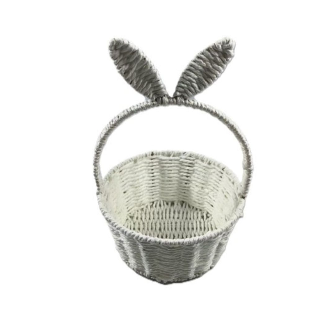 Koszyk wielkanocny okrągły z uszami biały - Ewax