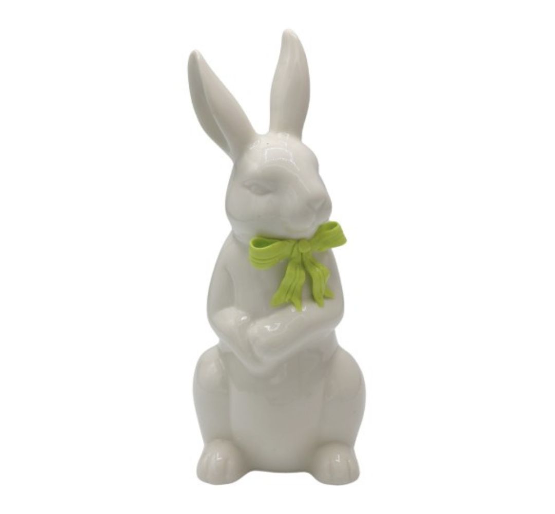 Króliczek duży stojący zielona kokarda - Ewax