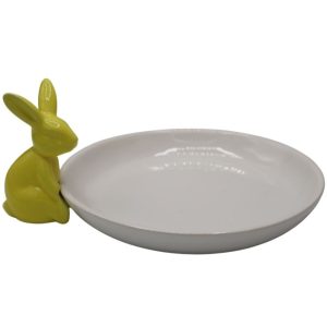 Talerzyk ceramiczny biały żółty króliczek - Ewax