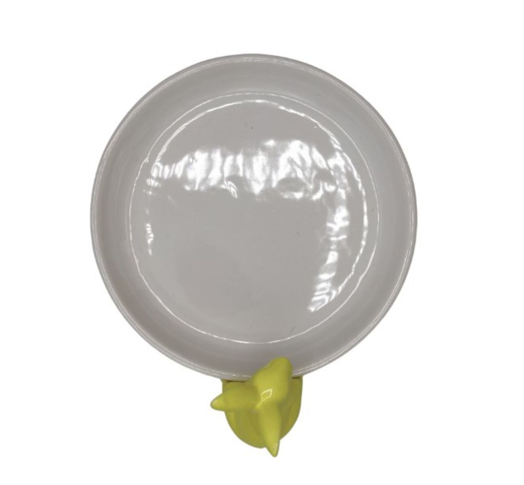 Talerzyk ceramiczny biały żółty króliczek - Ewax - obrazek 2