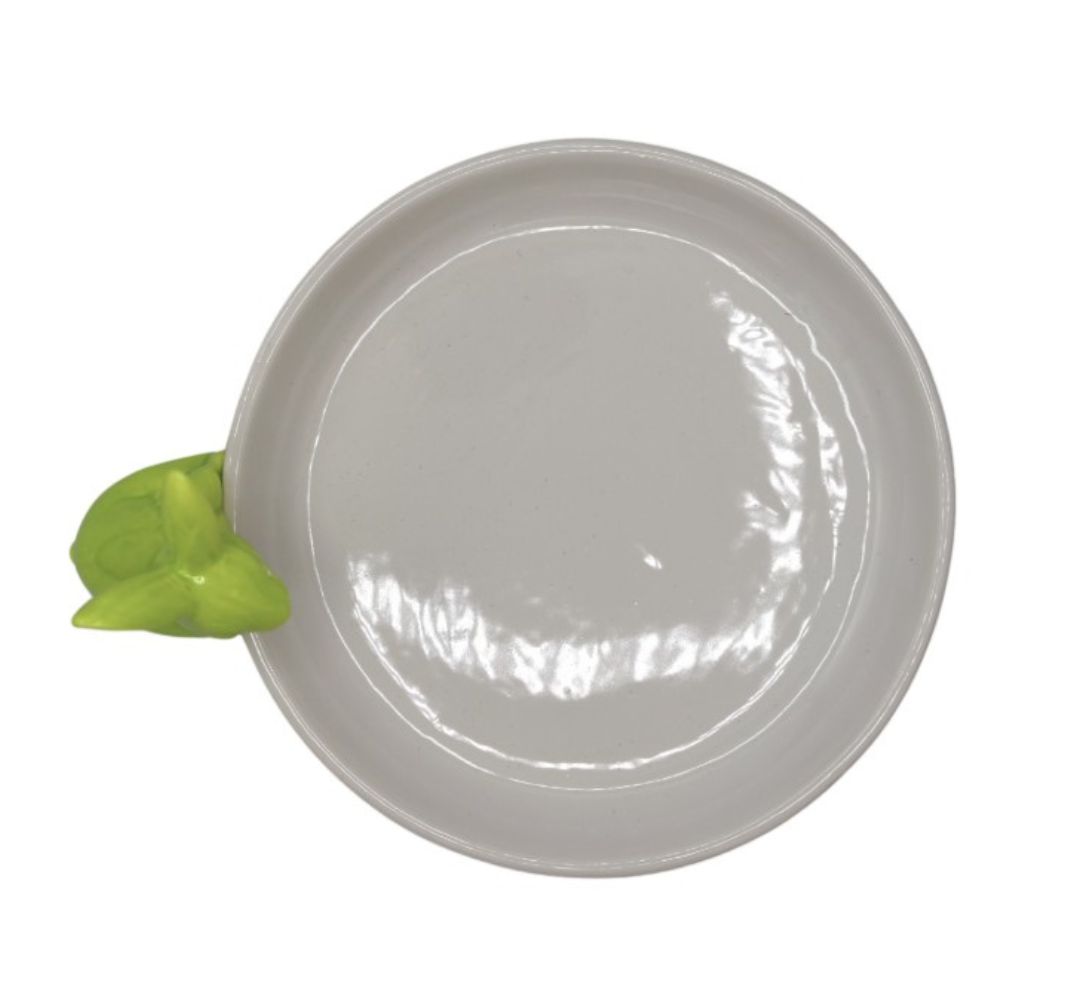 Talerzyk ceramiczny biały zielony króliczek - Ewax - obrazek 2
