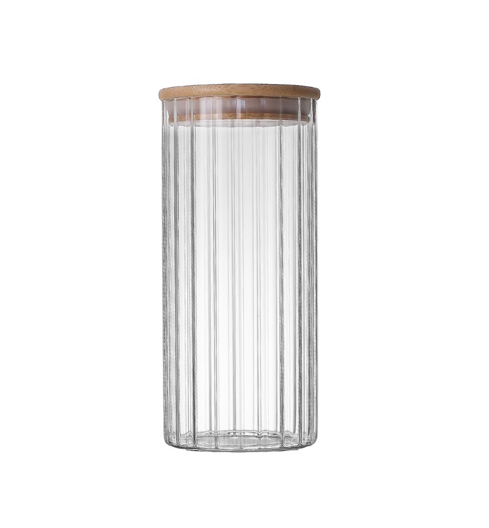 Szklany ryflowany pojemnik żaroodporny 20cm - MPL