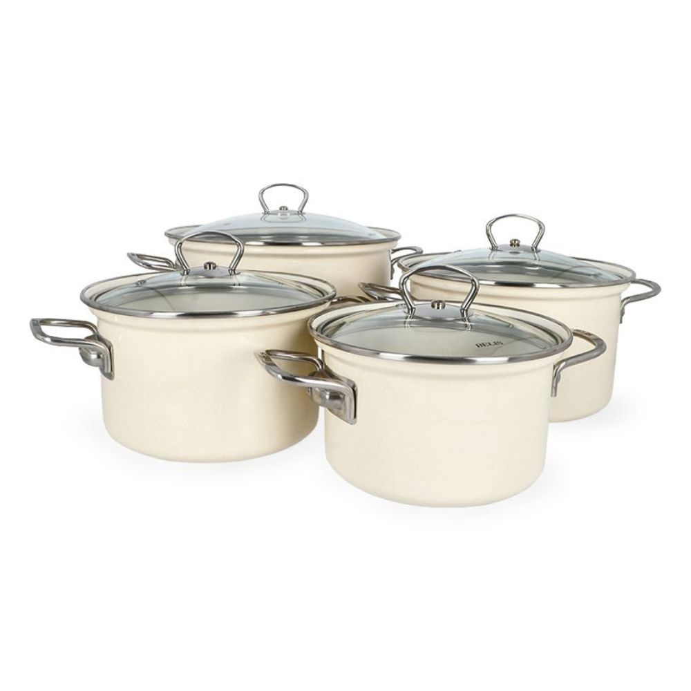 Komplet 4 garnków emaliowanych Belis - Eco Cream