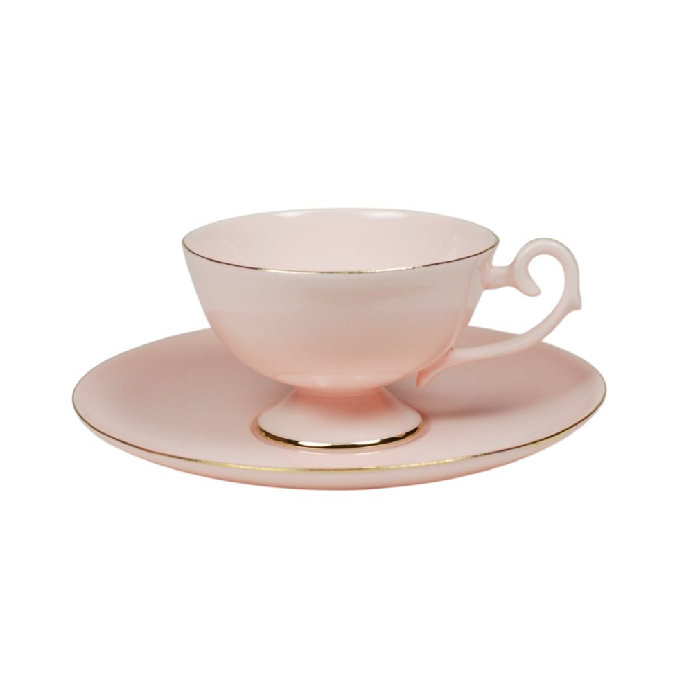 Filiżanka Prometeusz kawa złoty pasek różowa porcelana - As Ćmielów