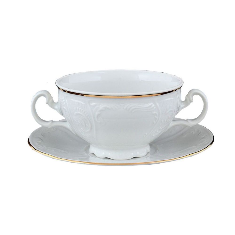 Bulionówka ze spodkiem 360 ml Bohemia - Bernadotte Ivory Gold