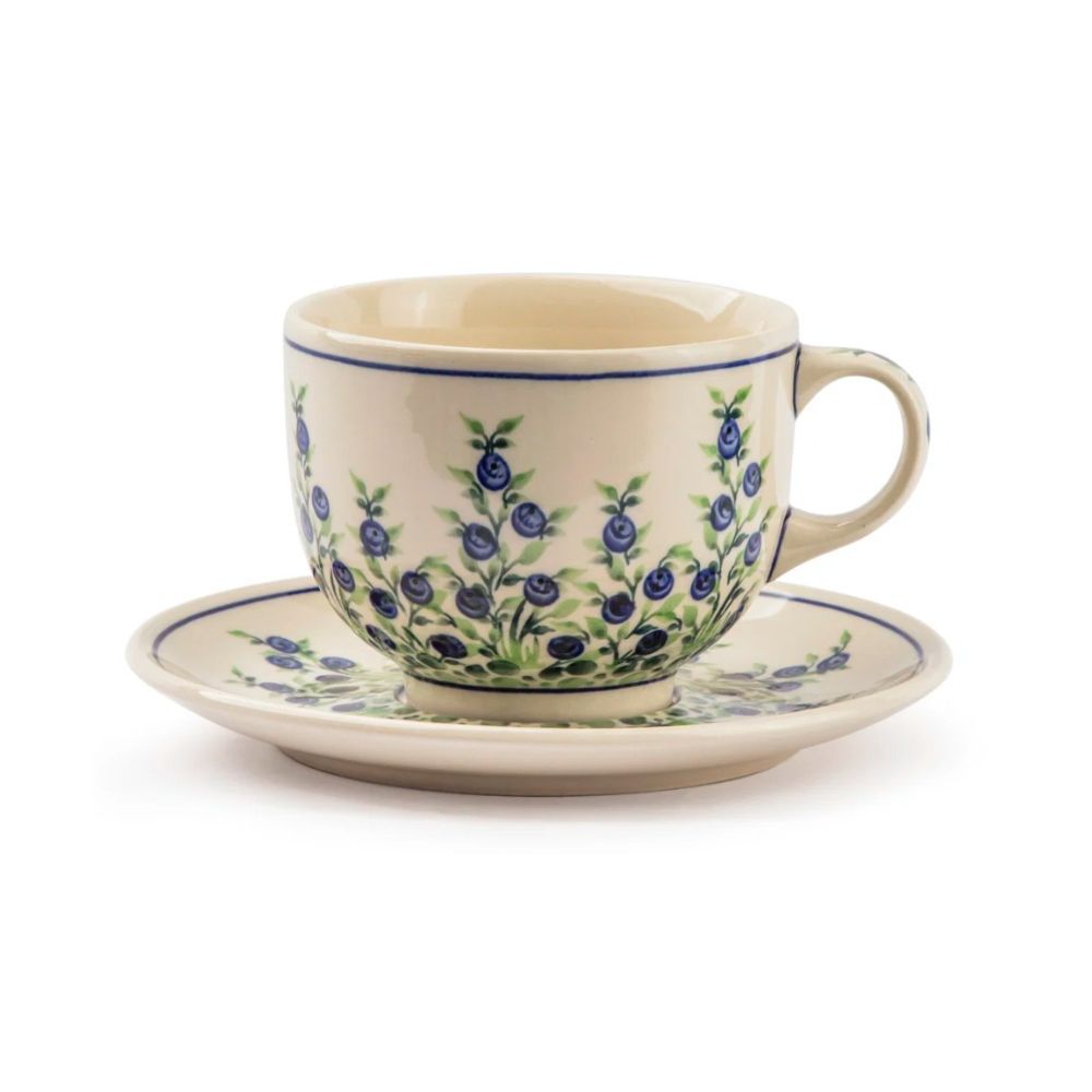 Filiżanka jumbo ze spodkiem 500 ml dek. 1208 - Bolesławiec