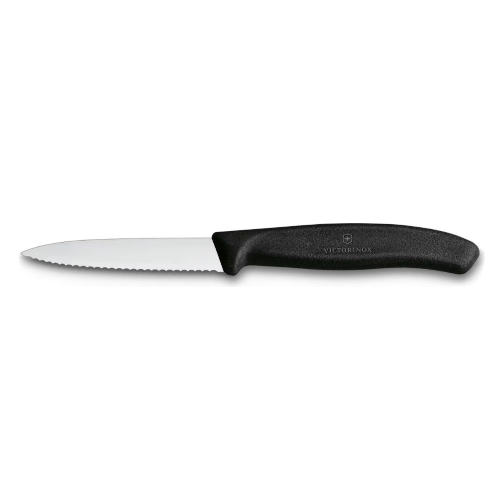 Nóż czarny 8 cm ząbkowany Victorinox - Swiss Classic