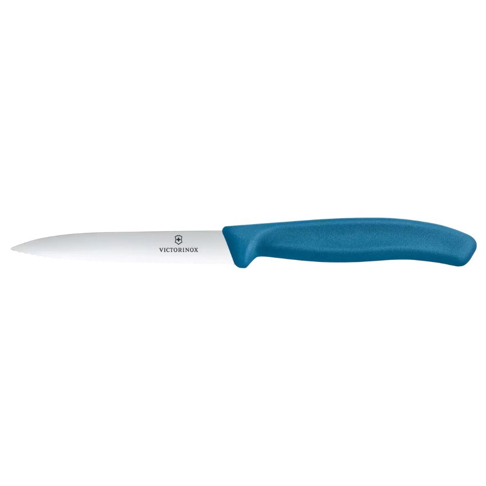 Nóż niebieski 10 cm ząbkowany Victorinox - Swiss Classic