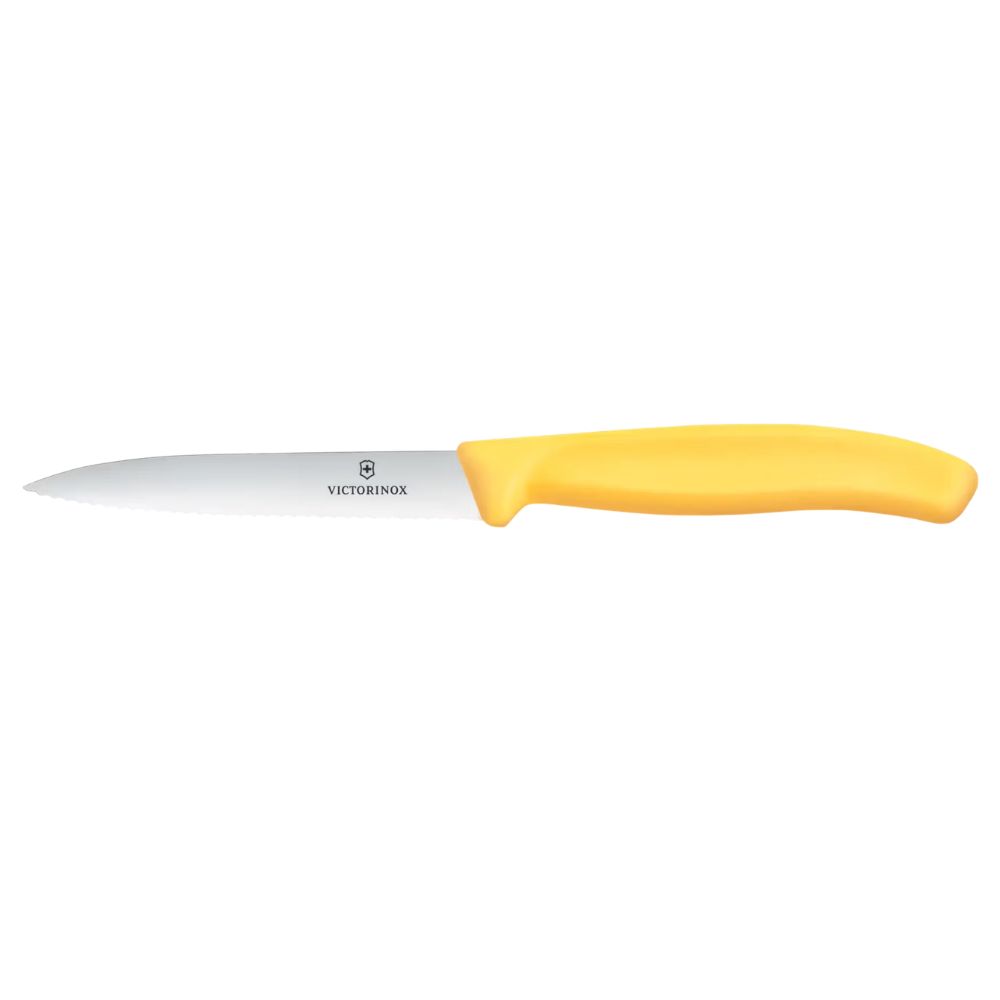 Nóż żółty 10 cm ząbkowany Victorinox - Swiss Classic