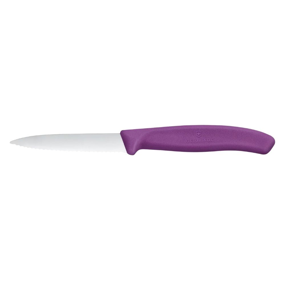 Nóż fioletowy 8 cm ząbkowany Victorinox - Swiss Classic