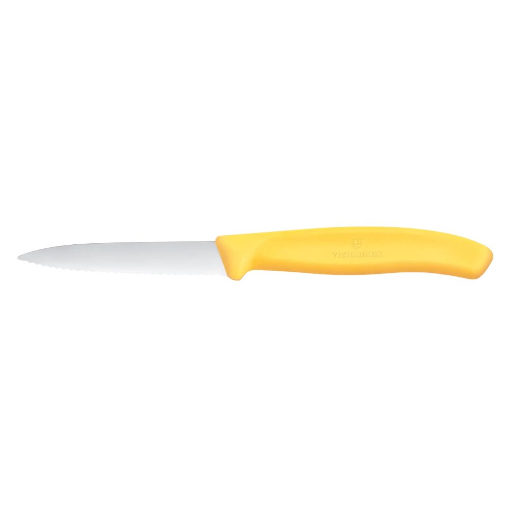 Nóż żółty 8 cm ząbkowany Victorinox - Swiss Classic