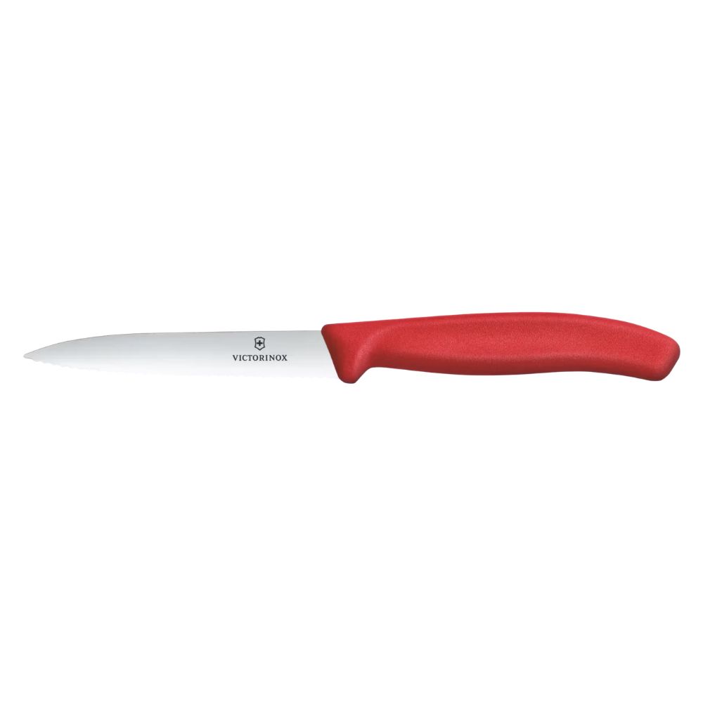 Nóż czerwony 10 cm ząbkowany Victorinox - Swiss Classic