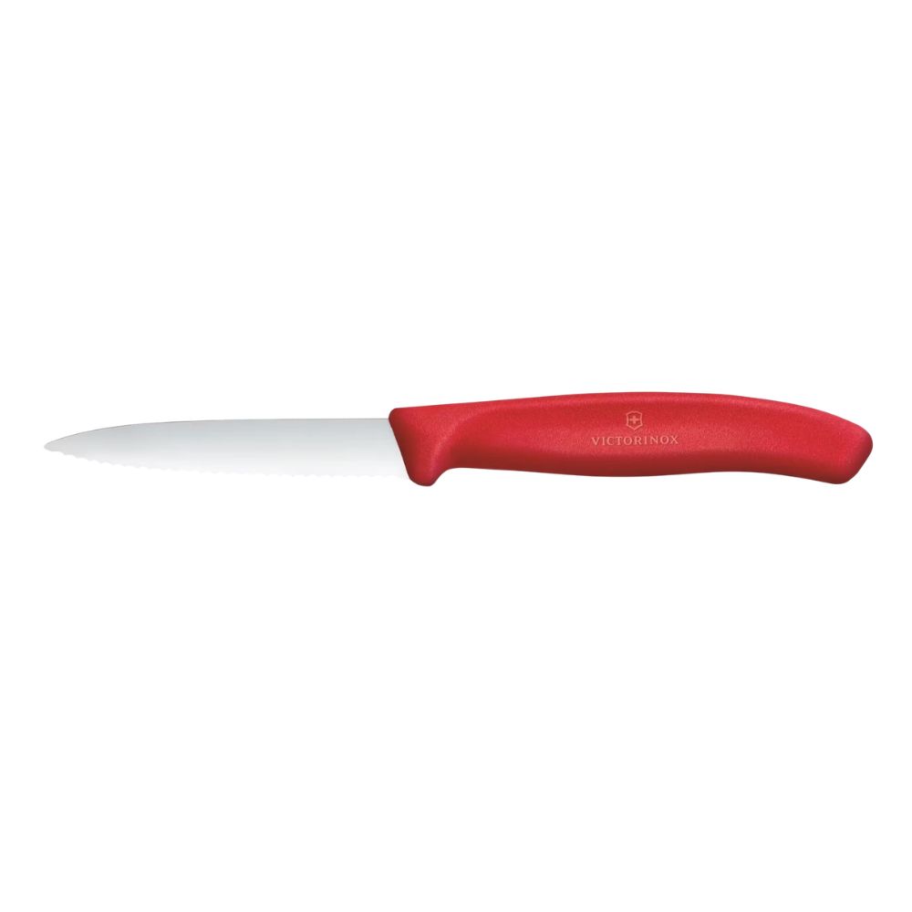 Nóż czerwony 8 cm ząbkowany Victorinox - Swiss Classic