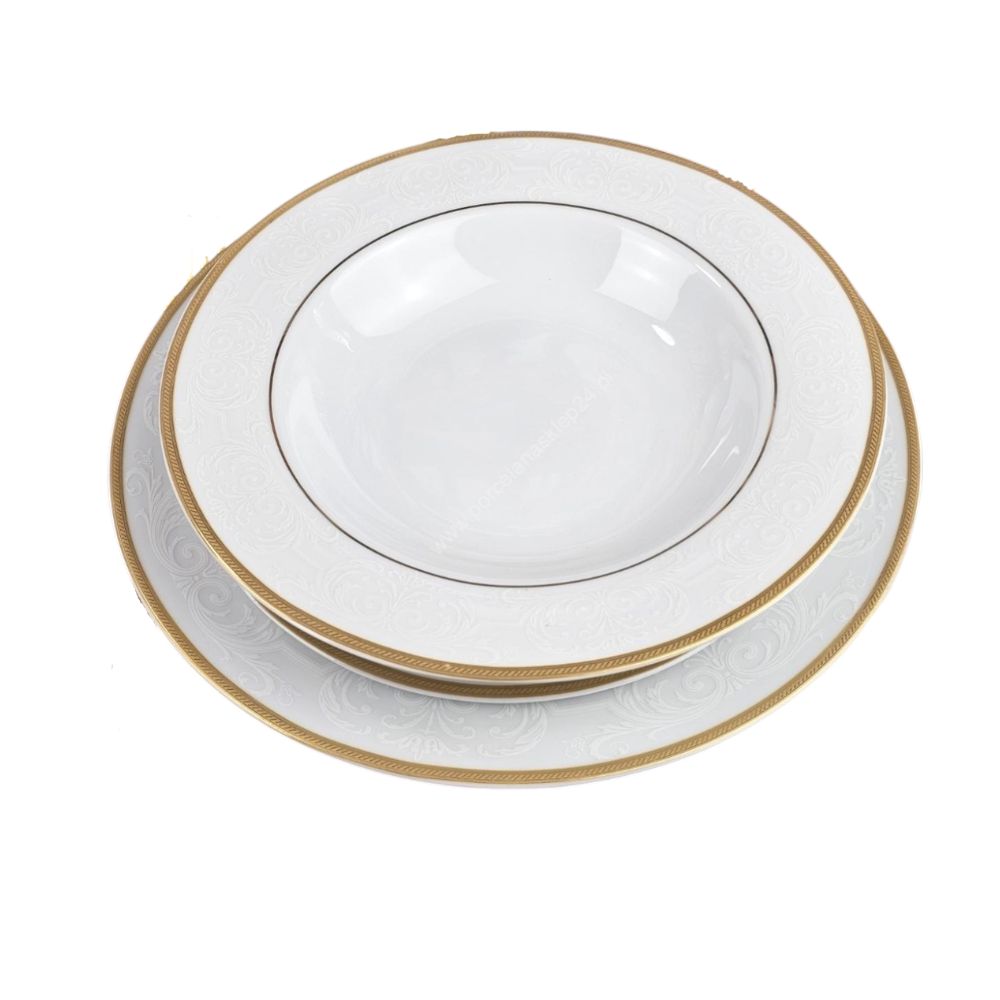 Komplet talerzy na 6 osób (18 el.) Bogucice - Hanna Gold 1249