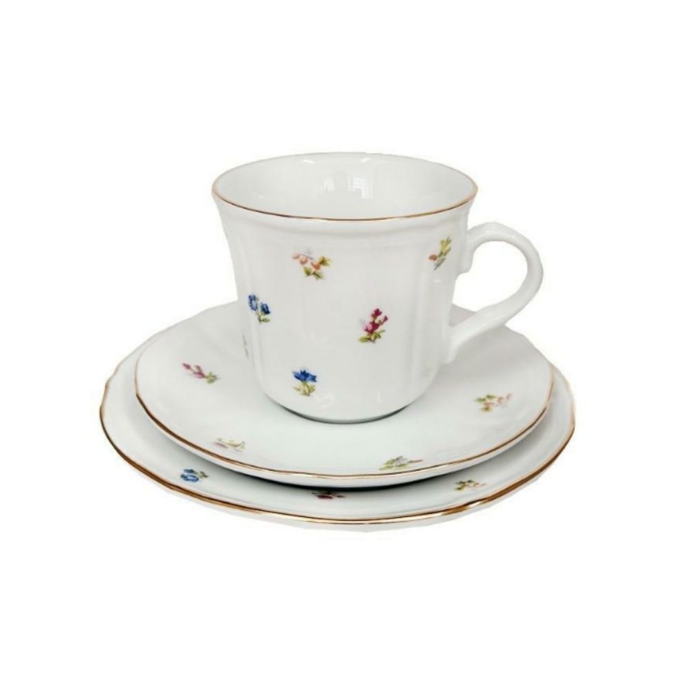 Komplet 6 filiżanek 260 ml ze spodkami i talerzykami Bogucice - Gino Fortuna 1275
