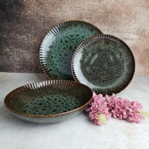 Komplet talerzy dla 4 osób (12 el.) Lubiana - Stoneware Jade
