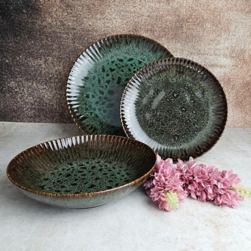 Komplet talerzy dla 4 osób (12 el.) Lubiana - Stoneware Jade