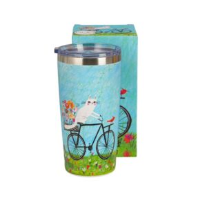 Kubek termiczny prosty 600 ml Duo - Koty na rowerze