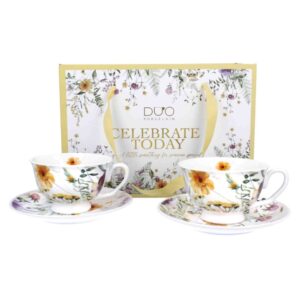 Komplet 2 filiżanek ze spodkami 250 ml Duo - Pansy
