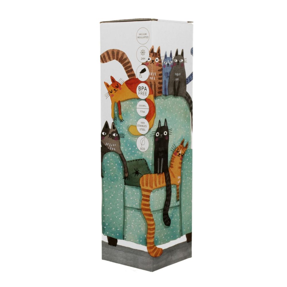 Butelka termiczna 500 ml Duo - Koty na fotelu - obrazek 3
