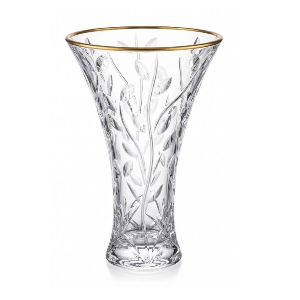 Wazon kryształowy 30 cm Bohemia - Laurus Gold Rim